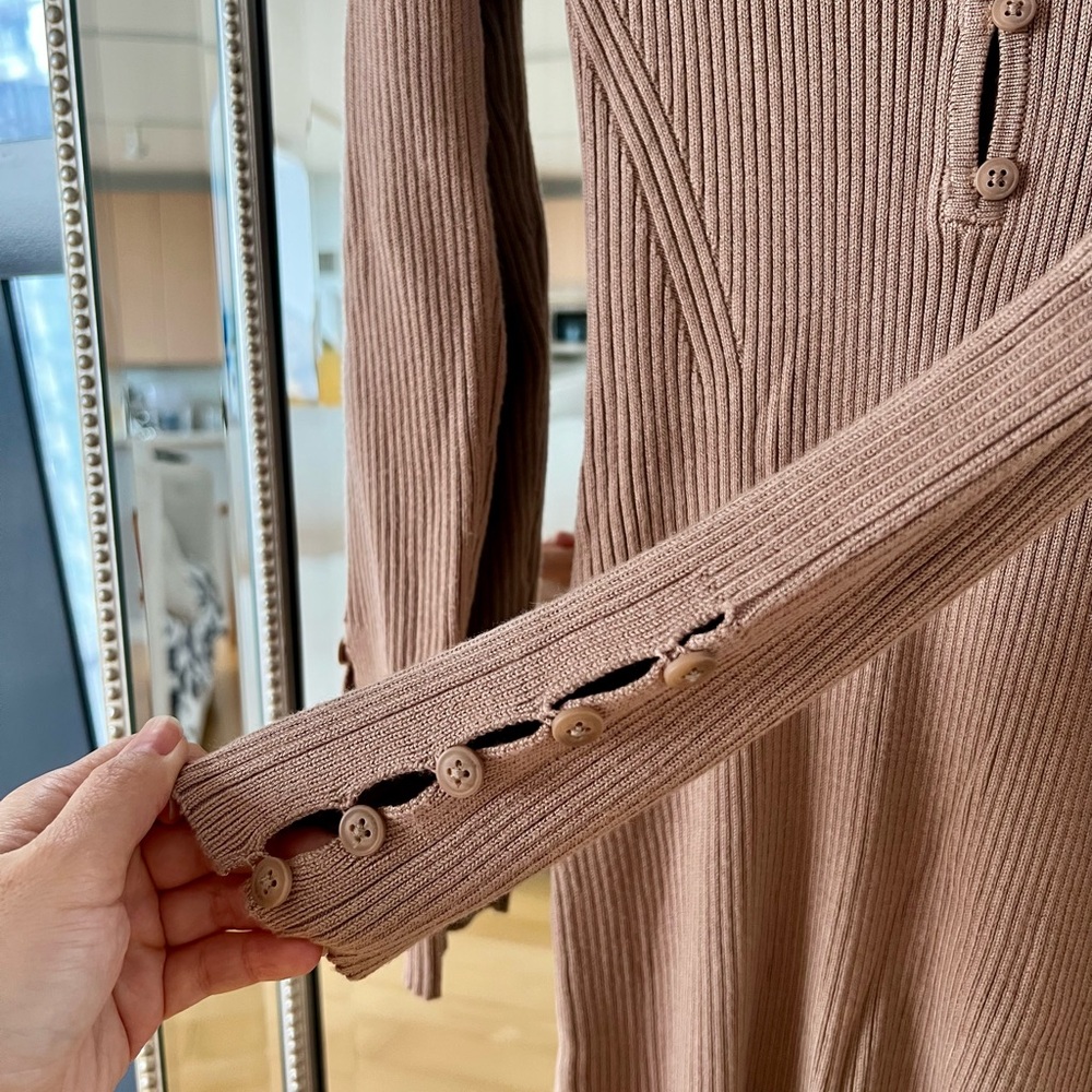 A&F Ribbed Knit Dress with Buttons - Picture 2 of 4